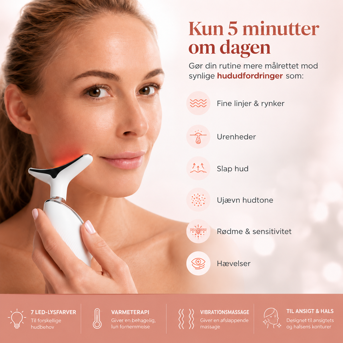 GlowSculpt™ LED-ansigts- & halsplejer – For et friskere, mere løftet look.