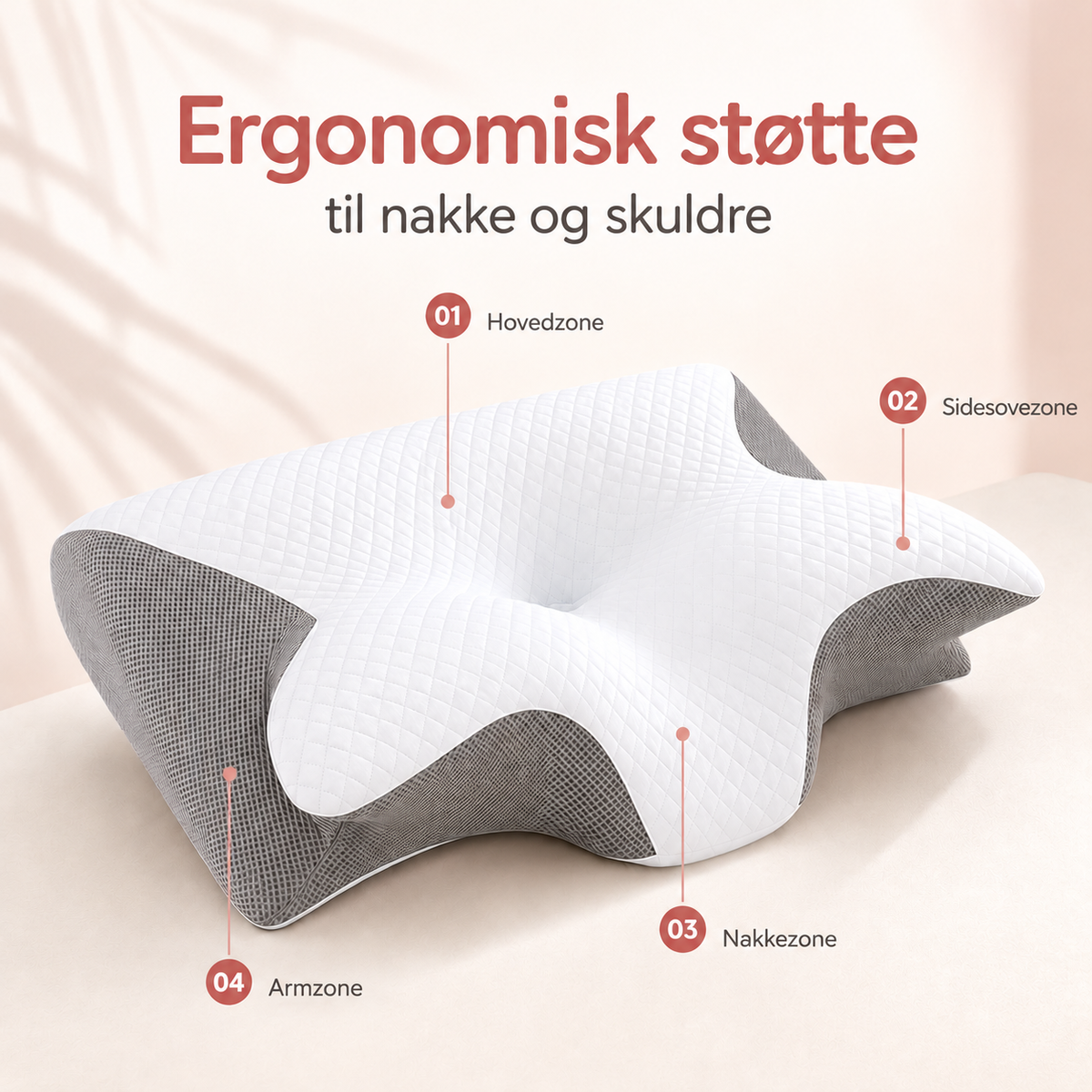 SleepCurve™ Ergonomisk Pude — Formet til hoved, nakke og skuldre.