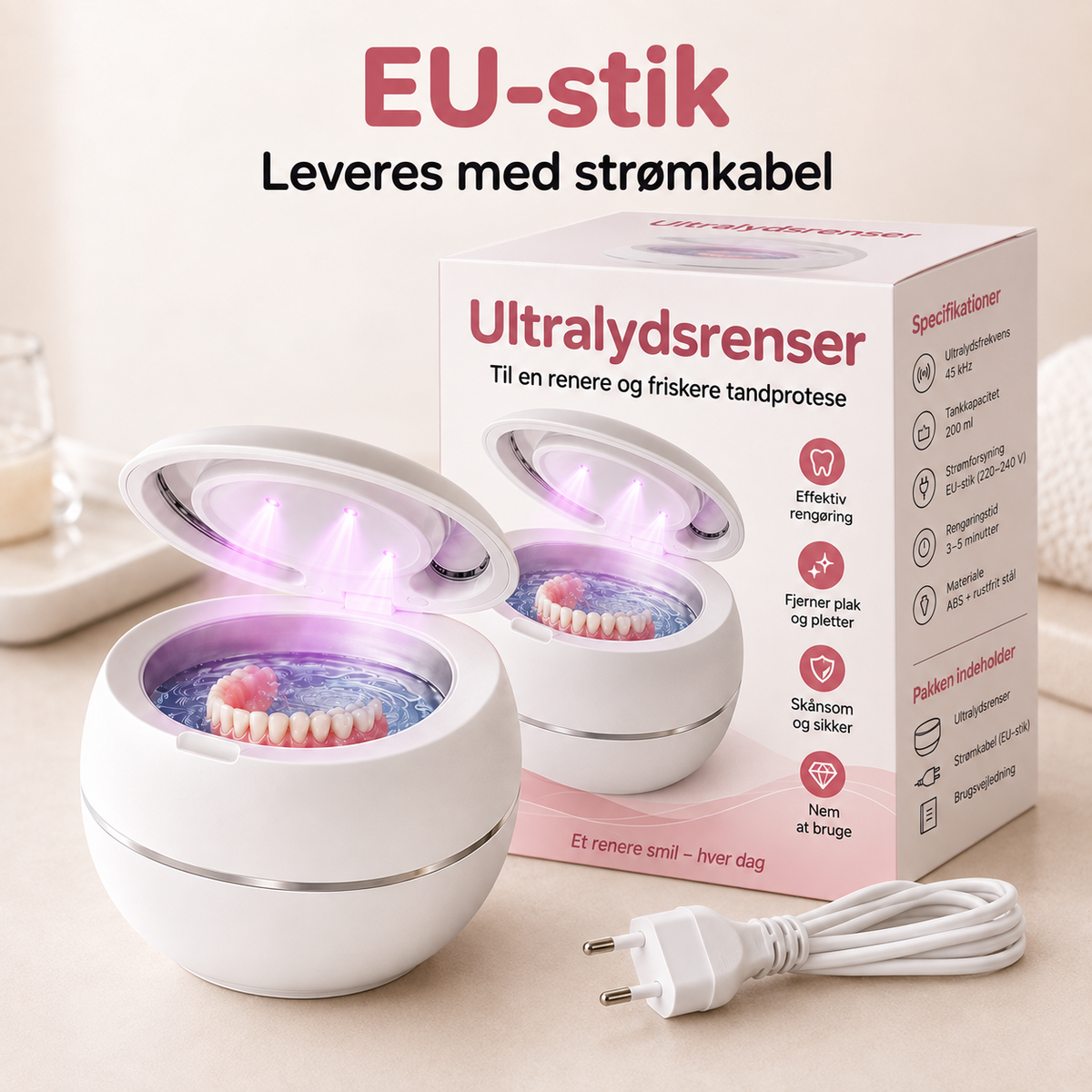 CleanDent™ Ultralydsrenser — Grundig rengøring.