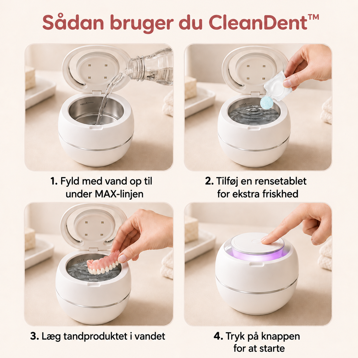 CleanDent™ Ultralydsrenser — Grundig rengøring.
